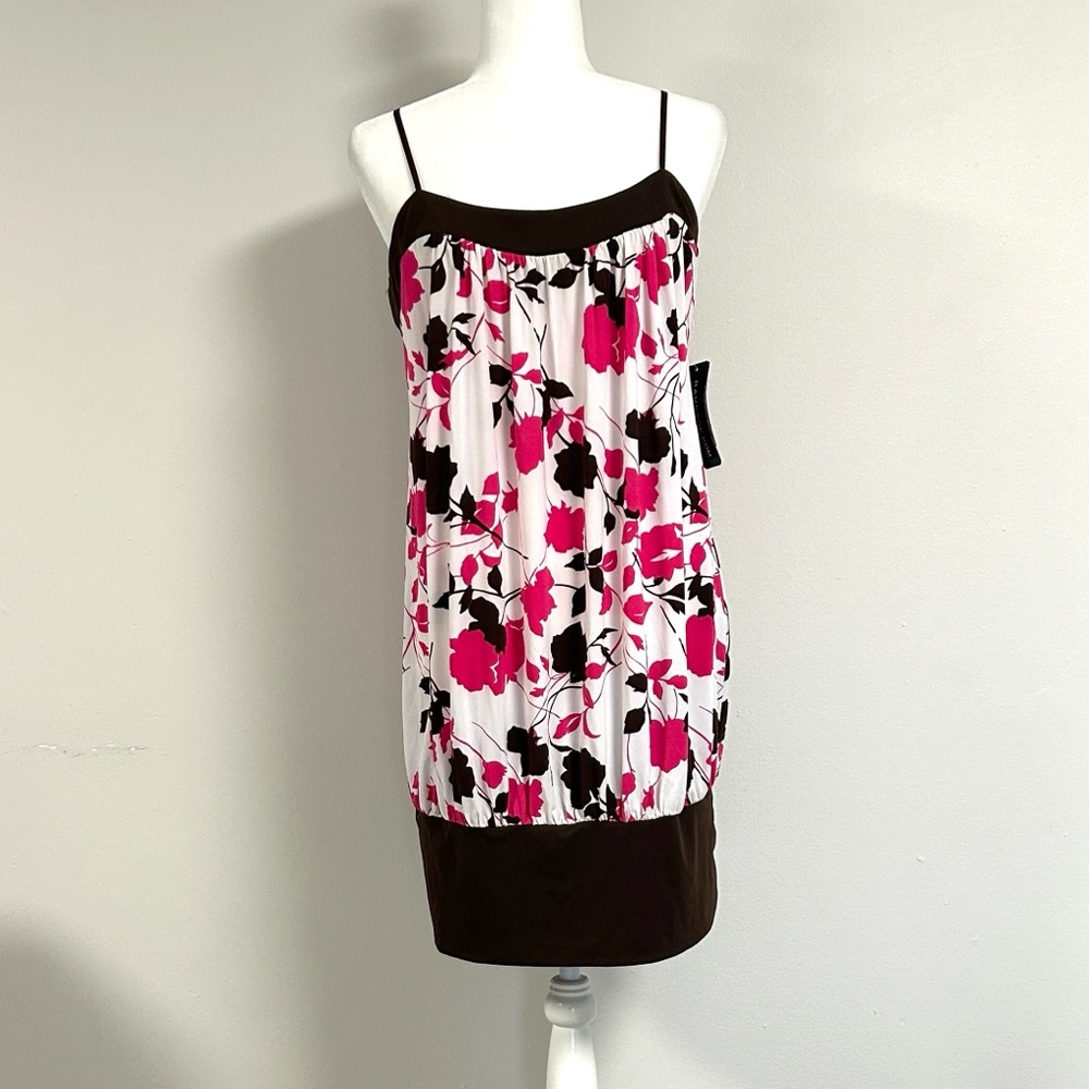 Rampage Y2K Bubble Dress Brown/Pink Floral | NWT | Size L